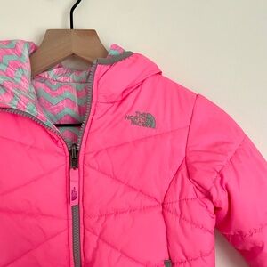 Girl’s The North Face - size small - neon pink reversible puffer coat
